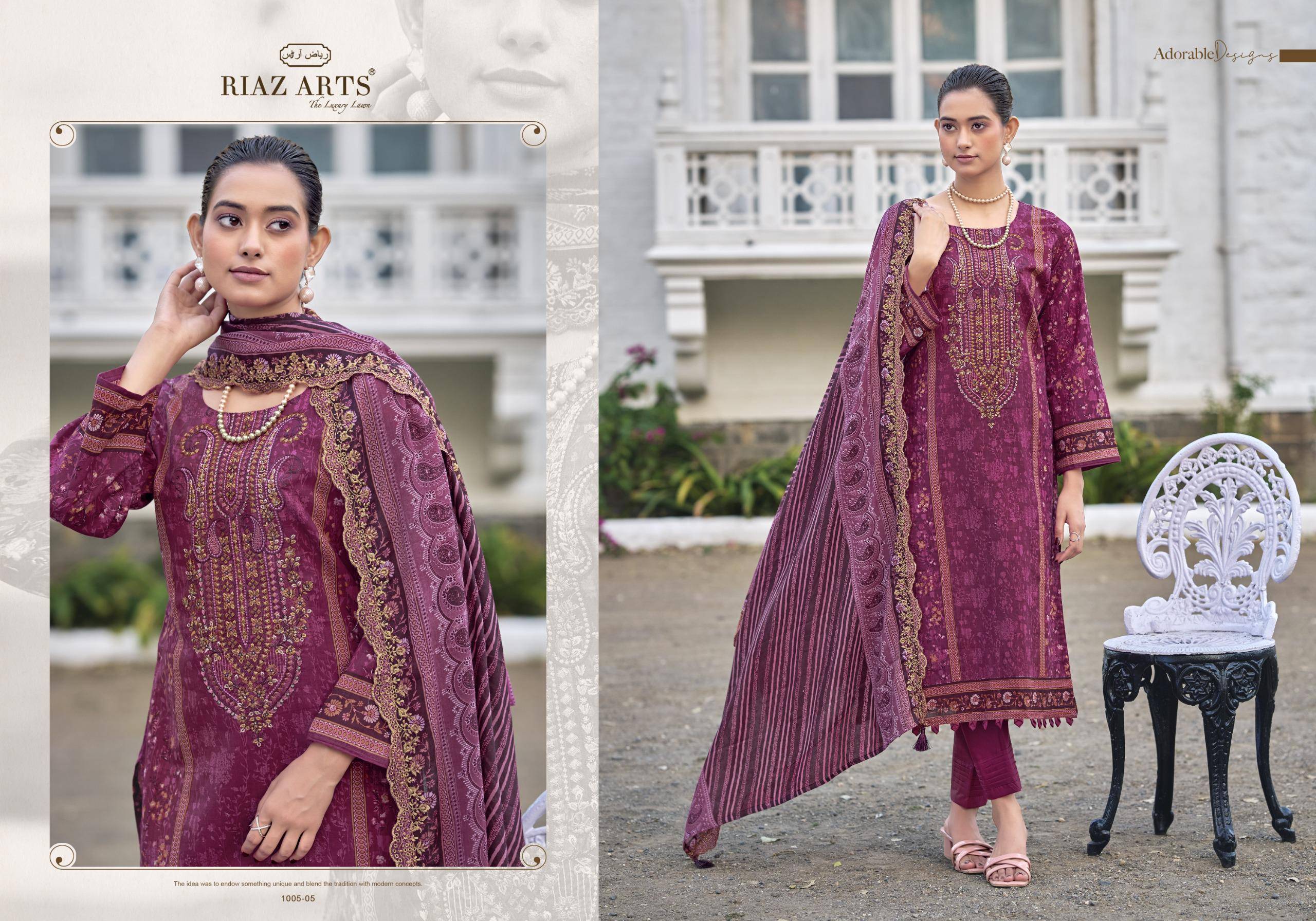 BIN SAEED NAWAZISH VOLUME.2 by RIAZ ARTS PRINTS 1001 TO 1006 SERIES Pakistani Stylish Embroidered COTTON CAMRIC Dresses At Wholesale Price